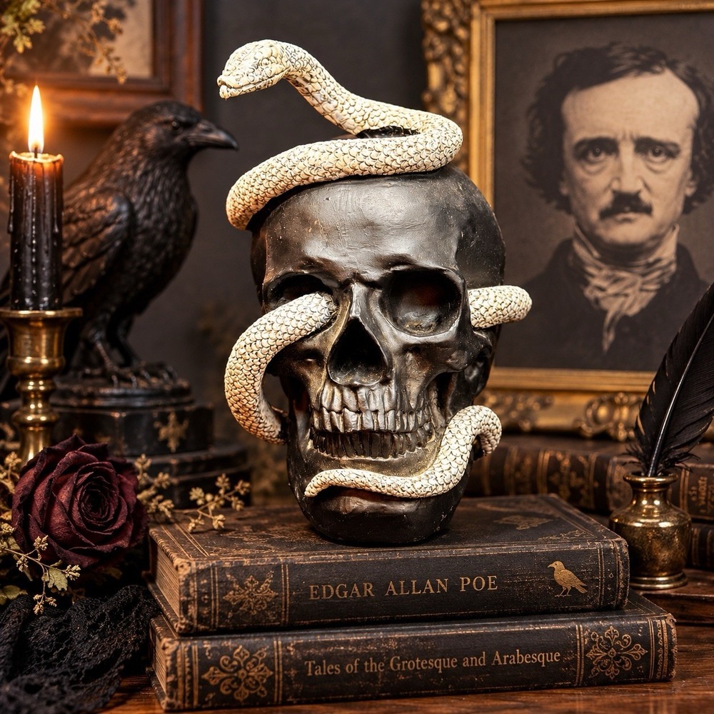 Skull Snake Resin Decor Memento Mori Witchy Goth Dark Academia Oddities